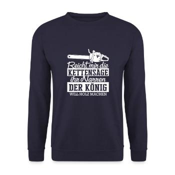 Tischler Humor Kettensäge Holzarbeit Narren - Unisex Pullover - Navy - Vorne - Alina (178cm) & Michal (187cm)
