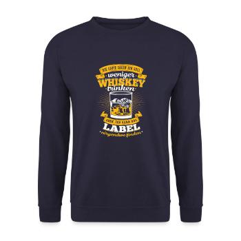 Drôle de whisky disant qu’il n’y a pas d’étiquette Trouver - Sweat-shirt Unisexe - marine - Devant - Alina (178cm) & Michal (187cm)