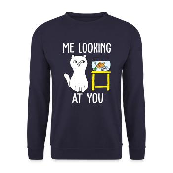 Me looking at you cats cat tshirt design - Unisex Sweatshirt - navy - Front - Alina (178cm) & Michal (187cm)