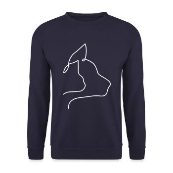 Chien chat sombre minimaliste simple - Sweat-shirt Unisexe - marine - Devant - Alina (178cm) & Michal (187cm)