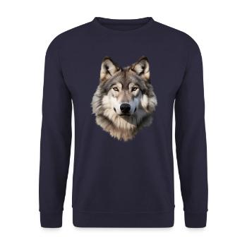Loup (blanc/gris) - Sweat-shirt Unisexe - marine - Devant - Alina (178cm) & Michal (187cm)
