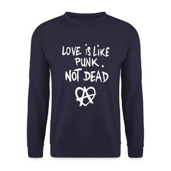 L'amour est comme le punk pas mort anarchie l'amour - Sweat-shirt Unisexe - marine - Devant - Alina (178cm) & Michal (187cm)