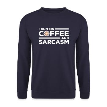 Kaffee und Sarkasmus I Run on Coffee and Sarcasm - Unisex Sweatshirt - navy - Front - Alina (178cm) & Michal (187cm)