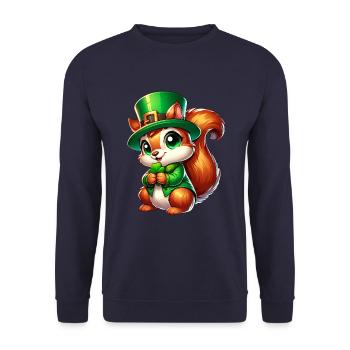 St. Patrick's Day Süßes Eichhörnchen Comic Design - Unisex Pullover - Navy - Vorne - Alina (178cm) & Michal (187cm)
