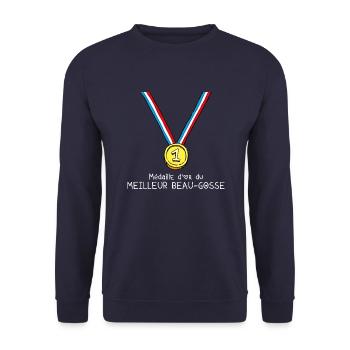 T-shirt Médaille d'or du meilleur beau-gosse - Sweat-shirt Unisexe - marine - Devant - Alina (178cm) & Michal (187cm)