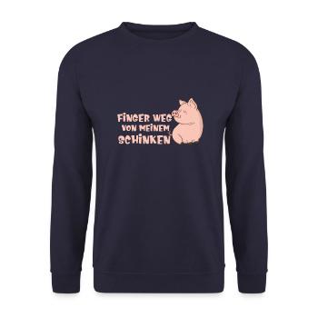 FINGER WEG VON MEINEM SCHINKEN - Unisex Pullover - Navy - Vorne - Alina (178cm) & Michal (187cm)