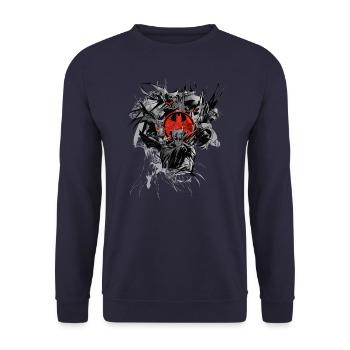 Batman Composition Dark Rot - Unisex Pullover - Navy - Vorne - Alina (178cm) & Michal (187cm)