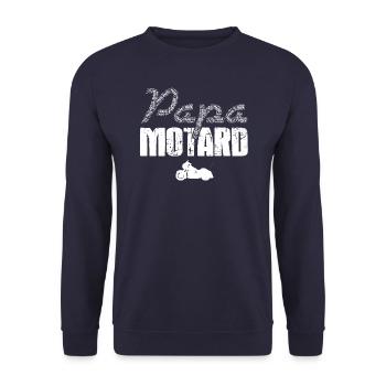 Papa Biker Geschenk besten Papa Motorrad - Unisex Pullover - Navy - Vorne - Alina (178cm) & Michal (187cm)