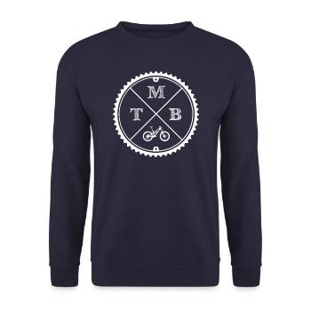 MTB Mountain Bike Downhill Enduro Biker Gear Wheel - Unisex Sweatshirt - navy - Front - Alina (178cm) & Michal (187cm)