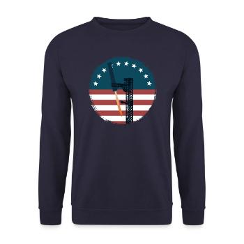 Space travel - rocket - gripper arms - interception - Unisex Sweatshirt - navy - Front - Alina (178cm) & Michal (187cm)