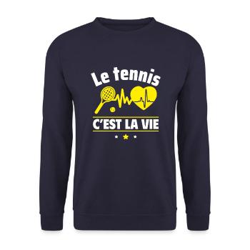 le tennis c est la vie tennisman,Tennis - Sweat-shirt Unisexe - marine - Devant - Alina (178cm) & Michal (187cm)