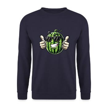 Coole Melone Fruchtig Sonnenbrille Südfrucht - Unisex Pullover - Navy - Vorne - Alina (178cm) & Michal (187cm)