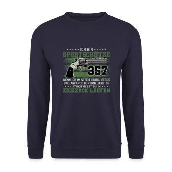 Schützenfest Schießen Schießsport Sportschütze - Unisex Pullover - Navy - Vorne - Alina (178cm) & Michal (187cm)