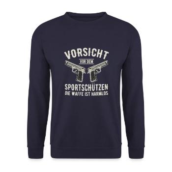 Schützenfest Schießen Schießsport Sportschütze - Unisex Pullover - Navy - Vorne - Alina (178cm) & Michal (187cm)