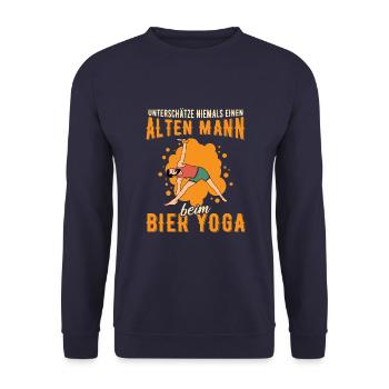 Yoga Meditieren Sport Fitness Bier Yoga - Unisex Pullover - Navy - Vorne - Alina (178cm) & Michal (187cm)