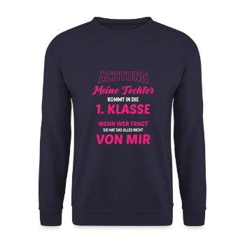 Schulanfang Einschulung 1 Klasse Grundschule - Unisex Pullover - Navy - Vorne - Alina (178cm) & Michal (187cm)