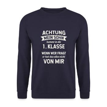 Schulanfang Einschulung 1 Klasse Grundschule - Unisex Pullover - Navy - Vorne - Alina (178cm) & Michal (187cm)