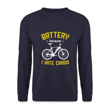 Elektrofahrrad Akku Batterie Fahrrad E-Bike - Unisex Pullover - Navy - Vorne - Alina (178cm) & Michal (187cm)