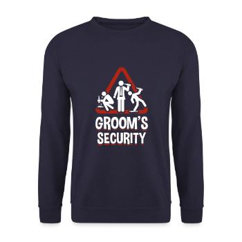 Trauzeuge Grooms Security Junggesellenabschied - Unisex Pullover - Navy - Vorne - Alina (178cm) & Michal (187cm)