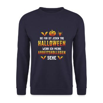 Halloween Party Arbeitstag Lieblingskollegen - Unisex Pullover - Navy - Vorne - Alina (178cm) & Michal (187cm)