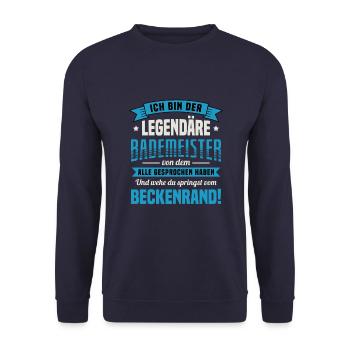Rettungsschwimmer Beruf Legendäre Bademeister - Unisex Pullover - Navy - Vorne - Alina (178cm) & Michal (187cm)