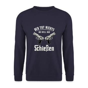 Schützenfest Schießen Schießsport Sportschütze - Unisex Pullover - Navy - Vorne - Alina (178cm) & Michal (187cm)