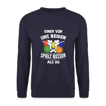 Paintbalspieler Makierer Freizeit Sport Paintball - Unisex Pullover - Navy - Vorne - Alina (178cm) & Michal (187cm)