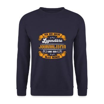 Berichte Journalismus Zeitungsartikel Journalistin - Unisex Pullover - Navy - Vorne - Alina (178cm) & Michal (187cm)