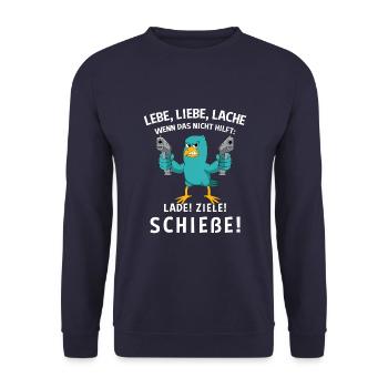 Lebe Liebe Lache Wenn Das Nicht Hilft Lade Ziele - Unisex Pullover - Navy - Vorne - Alina (178cm) & Michal (187cm)