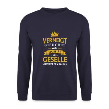 Gesellenprüfung Ausbildung Bestanden Geselle - Unisex Pullover - Navy - Vorne - Alina (178cm) & Michal (187cm)
