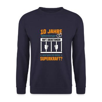 Hochzeitstag Jubiläum Verheiratet Ehe Ehemann - Unisex Pullover - Navy - Vorne - Alina (178cm) & Michal (187cm)