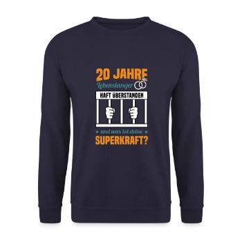 Hochzeitstag Jubiläum Verheiratet Ehe Ehemann - Unisex Pullover - Navy - Vorne - Alina (178cm) & Michal (187cm)