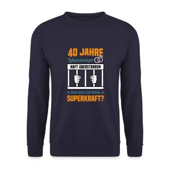 Hochzeitstag Jubiläum Verheiratet Ehe Ehemann - Unisex Pullover - Navy - Vorne - Alina (178cm) & Michal (187cm)