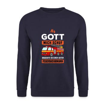 Feuerwehrauto Feuerwehrleute Feuerwehrmann - Unisex Pullover - Navy - Vorne - Alina (178cm) & Michal (187cm)