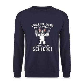 Lebe Liebe Lache Wenn Das Nicht Hilft Lade Ziele - Unisex Pullover - Navy - Vorne - Alina (178cm) & Michal (187cm)