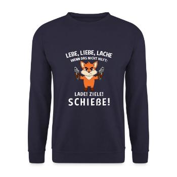 Lebe Liebe Lache Wenn Das Nicht Hilft Lade Ziele - Unisex Pullover - Navy - Vorne - Alina (178cm) & Michal (187cm)