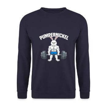 Fitness Muskeltraining Fitness Pumpernickel - Unisex Pullover - Navy - Vorne - Alina (178cm) & Michal (187cm)