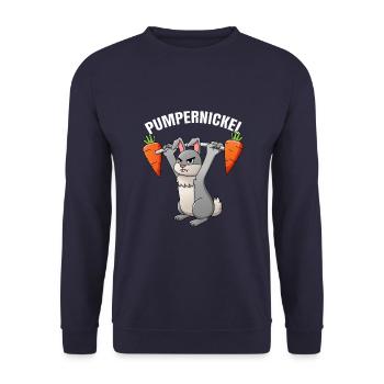 Fitness Muskeltraining Fitness Pumpernickel - Unisex Pullover - Navy - Vorne - Alina (178cm) & Michal (187cm)