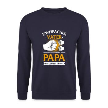 Zweifacher Vater Papa Von Zwei Kindern Zwillinge - Unisex Pullover - Navy - Vorne - Alina (178cm) & Michal (187cm)