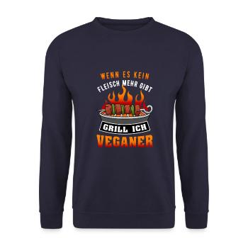 Wenn Es Kein Fleisch Mehr Gibt Grill Ich Veganer - Unisex Pullover - Navy - Vorne - Alina (178cm) & Michal (187cm)
