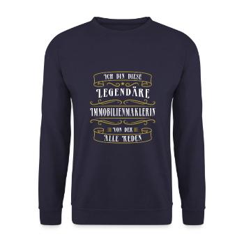 Maklerin Beruf Haushandel Immobilienmaklerin - Unisex Pullover - Navy - Vorne - Alina (178cm) & Michal (187cm)