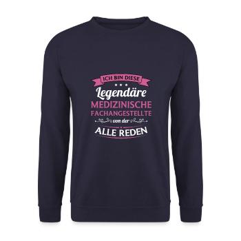 Arzthelferin Medizinische Fachangestellte MFA - Unisex Pullover - Navy - Vorne - Alina (178cm) & Michal (187cm)