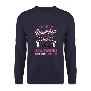 Schützenfest Schießen Schießsport Sportschütze - Unisex Pullover - Navy - Vorne - Alina (178cm) & Michal (187cm)