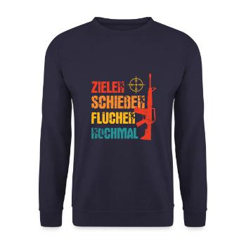 Schützenfest Schießen Schießsport Sportschütze - Unisex Pullover - Navy - Vorne - Alina (178cm) & Michal (187cm)