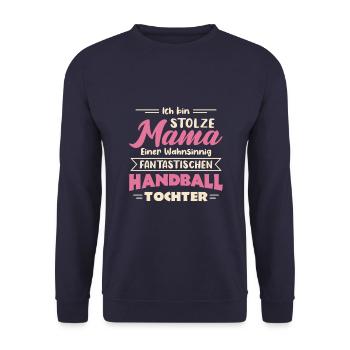Hallen Sport Handballerin Handballverein Handball - Unisex Pullover - Navy - Vorne - Alina (178cm) & Michal (187cm)