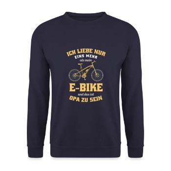 E-Bike Opa Großvater Opi Enkelkind Enkel Opa - Unisex Pullover - Navy - Vorne - Alina (178cm) & Michal (187cm)