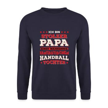 Hallen Sport Handballerin Handballverein Handball - Unisex Pullover - Navy - Vorne - Alina (178cm) & Michal (187cm)