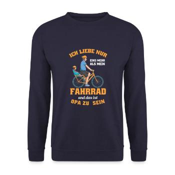 Fahrrad Opa Großvater Opi Enkelkind Enkel Opa - Unisex Pullover - Navy - Vorne - Alina (178cm) & Michal (187cm)