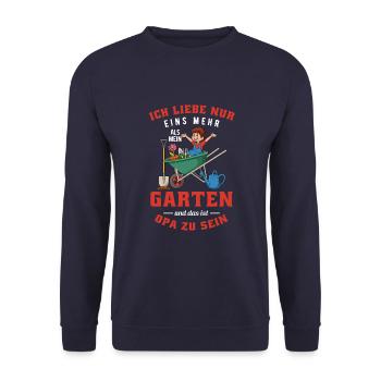 Garten Opa Großvater Opi Enkelkind Enkel Gärtner - Unisex Pullover - Navy - Vorne - Alina (178cm) & Michal (187cm)