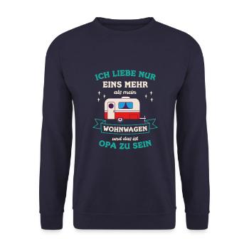 Wohnwagen Opa Großvater Opi Enkelkind Enkel Opa - Unisex Pullover - Navy - Vorne - Alina (178cm) & Michal (187cm)